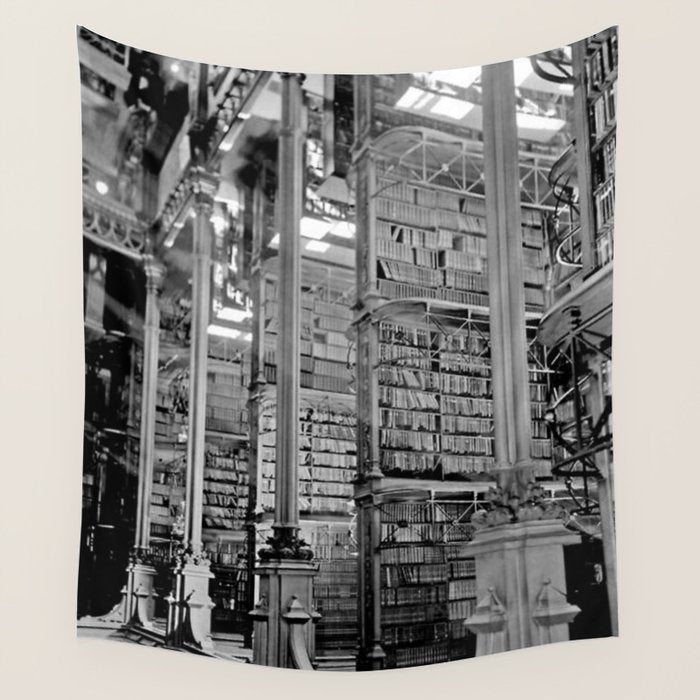 A Book Lover's Dream - Cincinnati Public Library black and white photographs / black and white photo Wall Tapestry