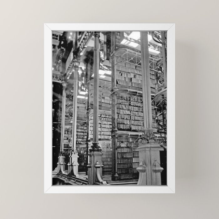 A Book Lover's Dream - Cincinnati Public Library black and white photographs / black and white photo Mini Art Print