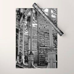 A Book Lover's Dream - Cincinnati Public Library black and white photographs / black and white photo Wrapping Paper