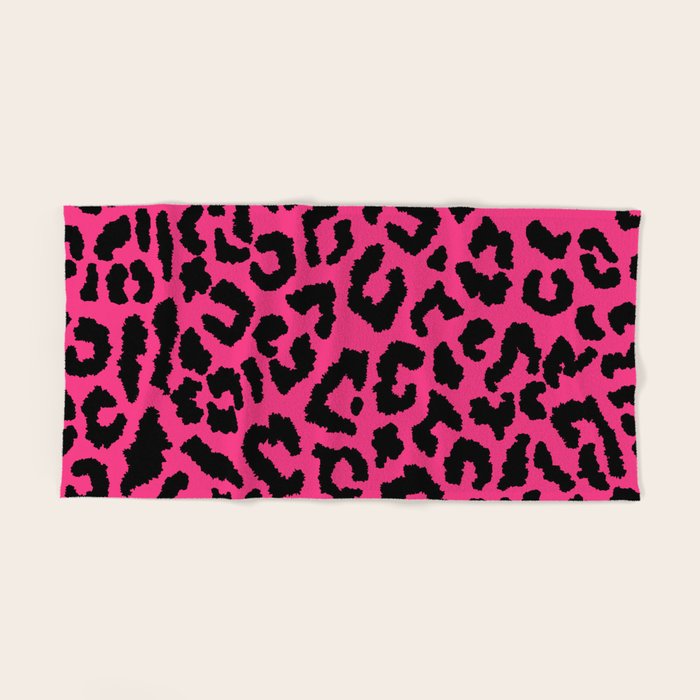 2000s leopard-black on hot pink Bath Towel