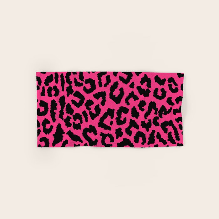 2000s leopard-black on hot pink Bath Towel