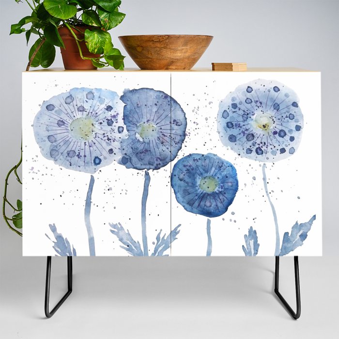 4 indigo abstract dandelion 2 Credenza
