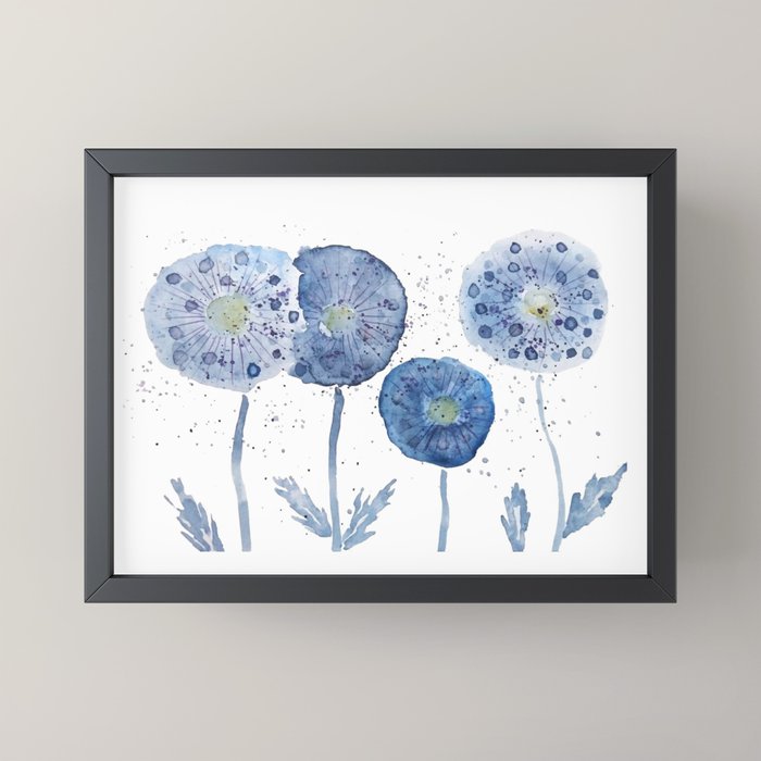 4 indigo abstract dandelion 2 Mini Art Print