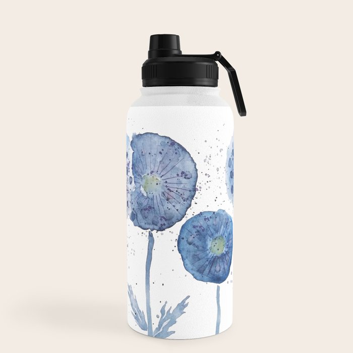 4 indigo abstract dandelion 2 Water Bottle