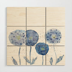 4 indigo abstract dandelion 2 Wood Wall Art