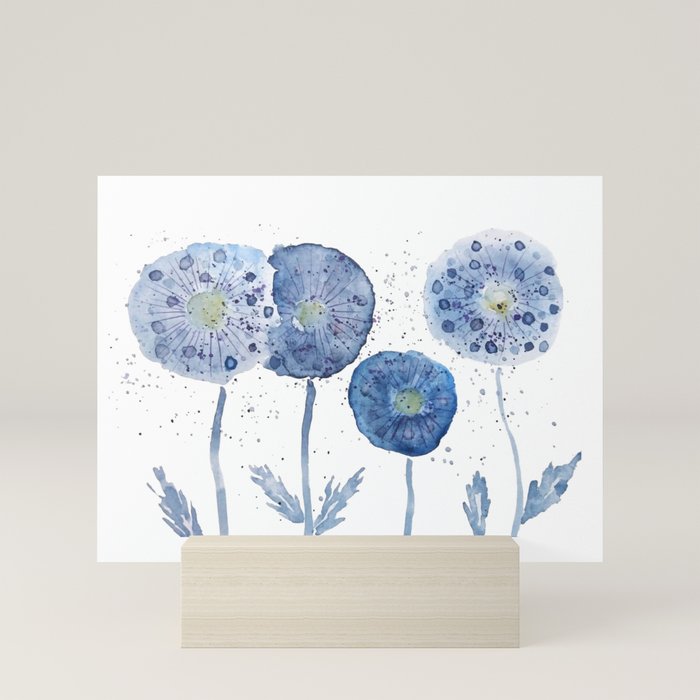 4 indigo abstract dandelion 2 Mini Art Print