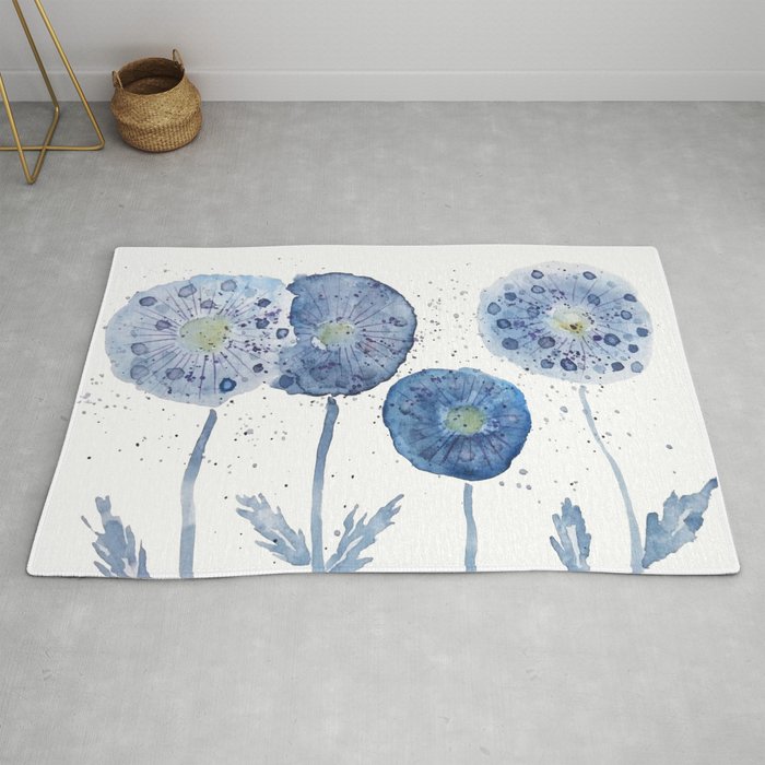 4 indigo abstract dandelion 2 Rug