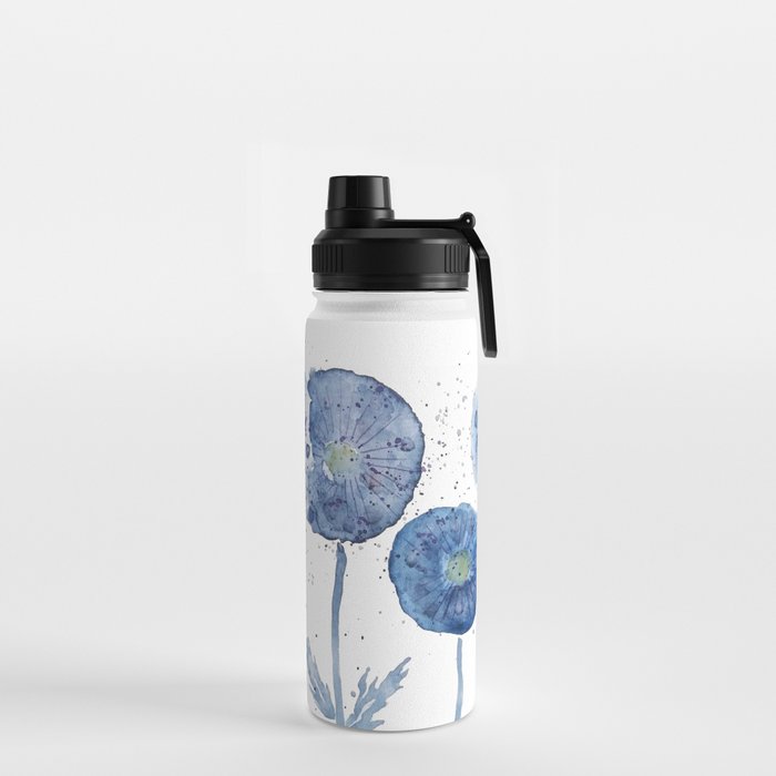 4 indigo abstract dandelion 2 Water Bottle