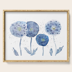 4 indigo abstract dandelion 2 Serving Tray