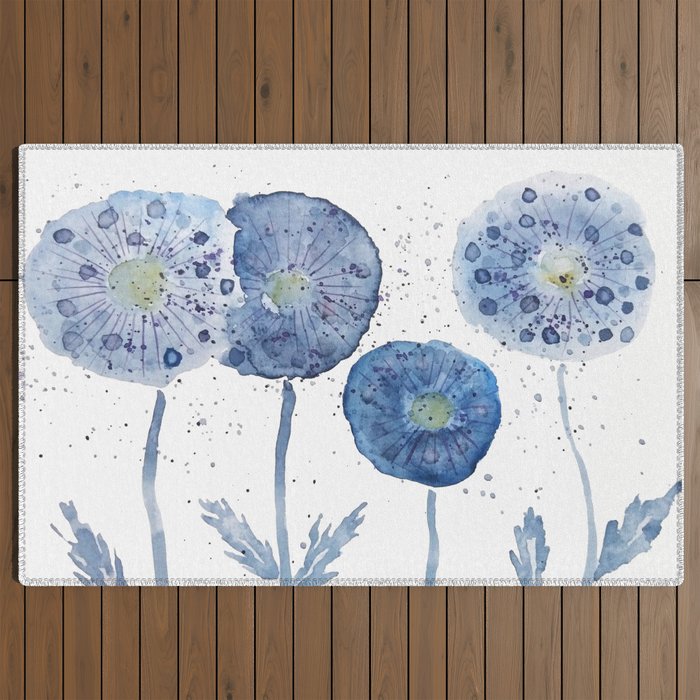 4 indigo abstract dandelion 2 Outdoor Rug