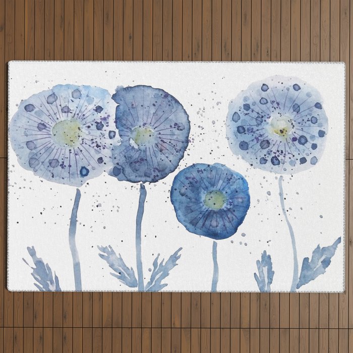 4 indigo abstract dandelion 2 Outdoor Rug