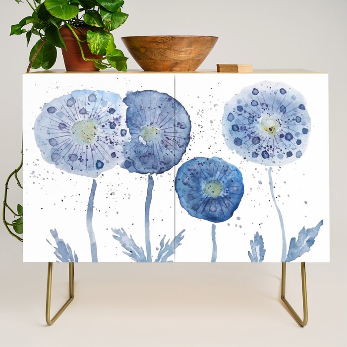 4 indigo abstract dandelion 2 Credenza