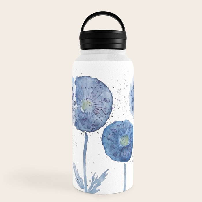 4 indigo abstract dandelion 2 Water Bottle