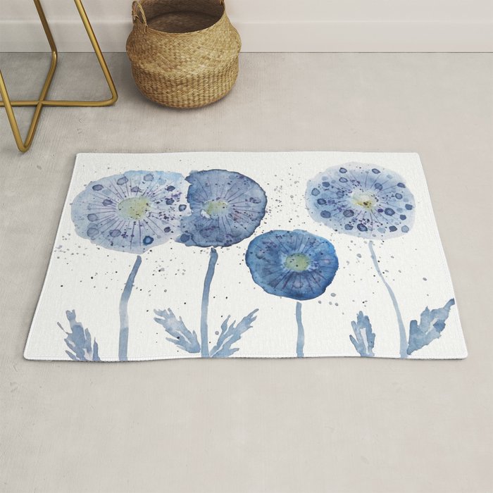 4 indigo abstract dandelion 2 Rug