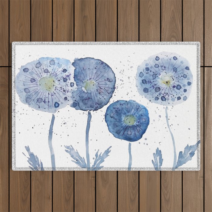 4 indigo abstract dandelion 2 Outdoor Rug