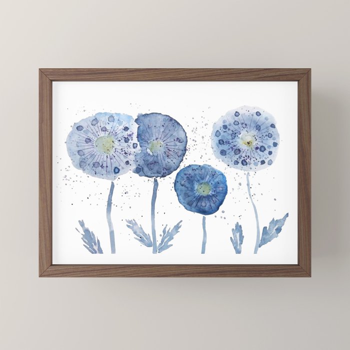4 indigo abstract dandelion 2 Mini Art Print