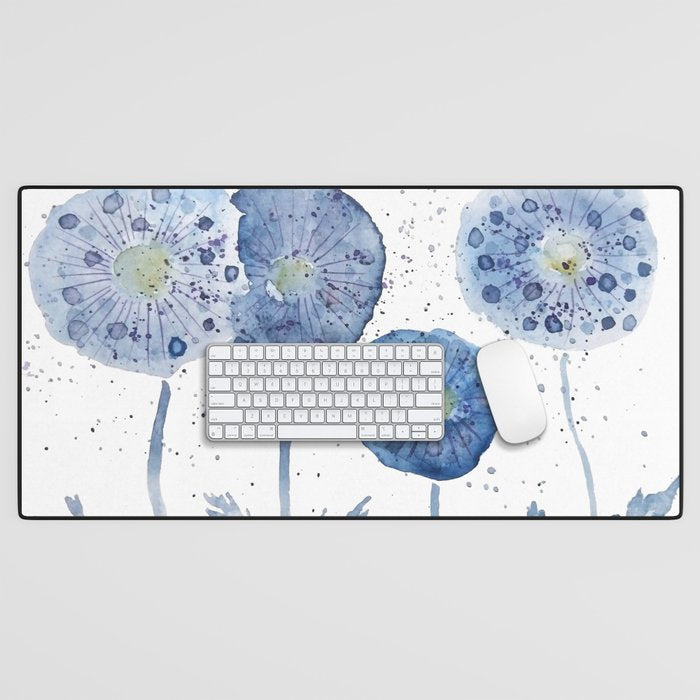 4 indigo abstract dandelion 2 Desk Mat