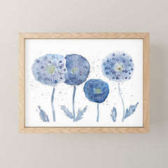 4 indigo abstract dandelion 2 Mini Art Print