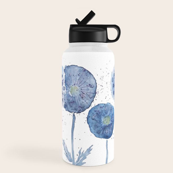 4 indigo abstract dandelion 2 Water Bottle