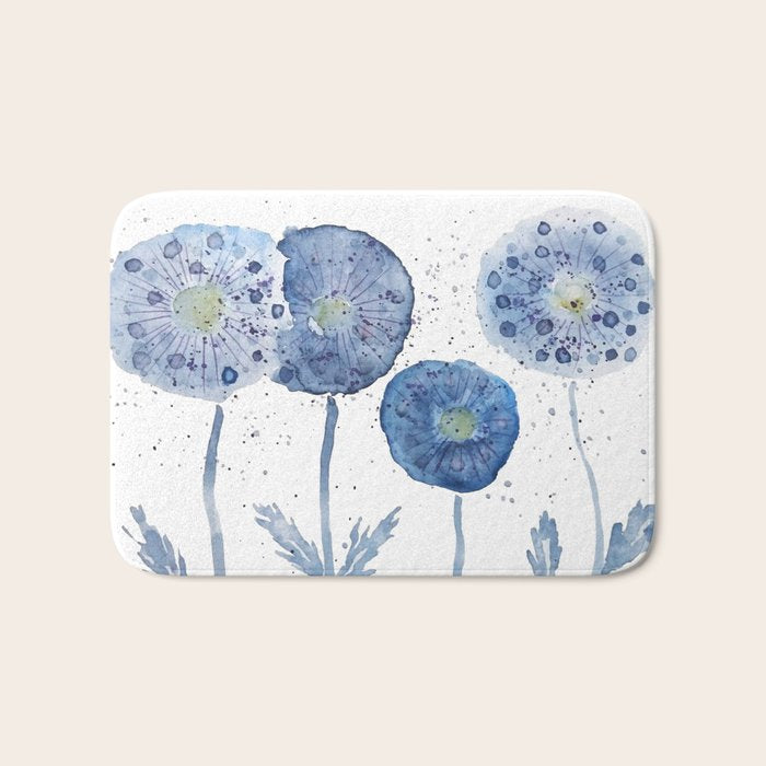 4 indigo abstract dandelion 2 Bath Mat
