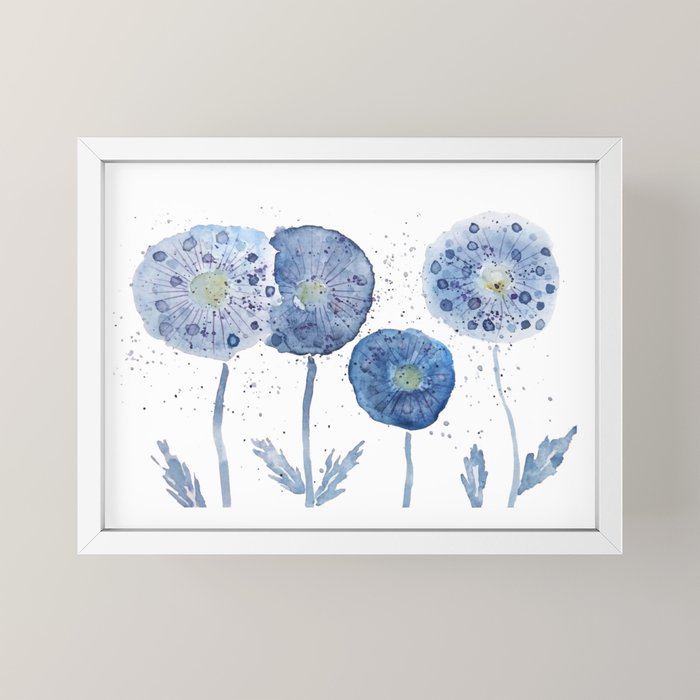4 indigo abstract dandelion 2 Mini Art Print