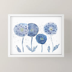4 indigo abstract dandelion 2 Mini Art Print
