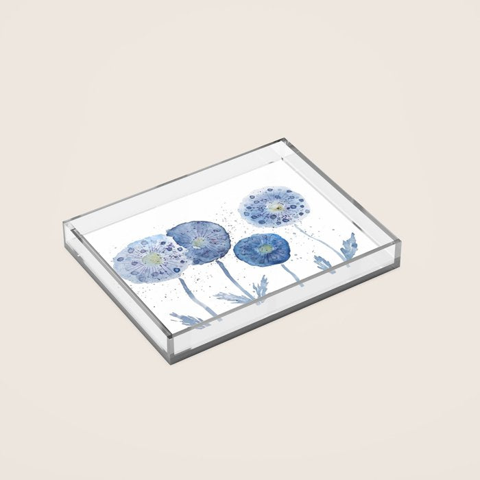 4 indigo abstract dandelion 2 Acrylic Tray