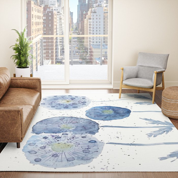 4 indigo abstract dandelion 2 Rug