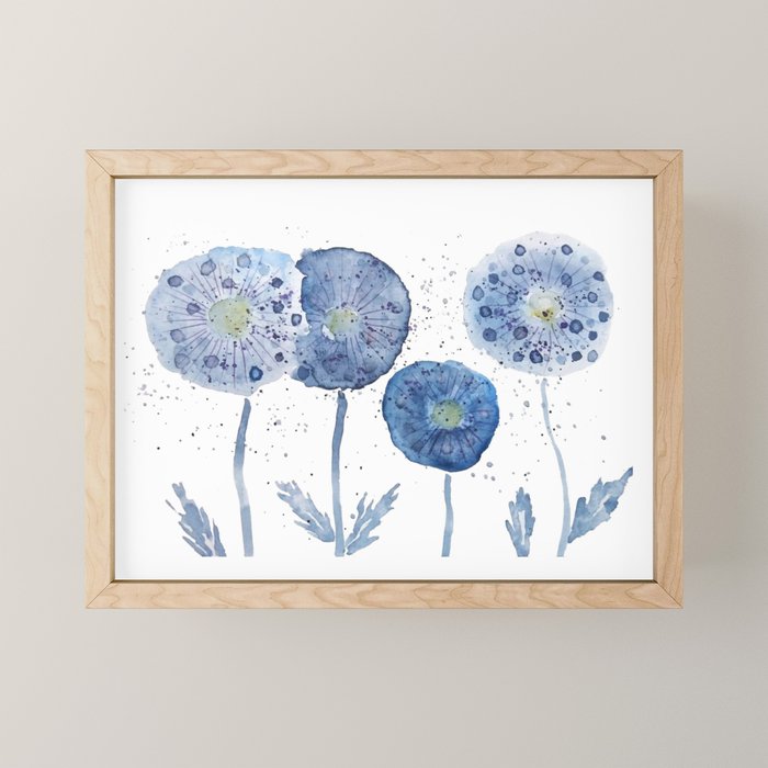 4 indigo abstract dandelion 2 Mini Art Print