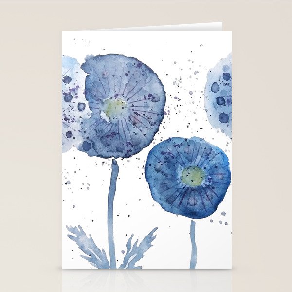 4 indigo abstract dandelion 2 Stationery Card