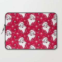 Tis The Season Retro Santa Red White Pattern Laptop Sleeve