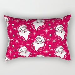 Tis The Season Retro Santa Red White Pattern Rectangular Pillow