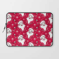 Tis The Season Retro Santa Red White Pattern Laptop Sleeve