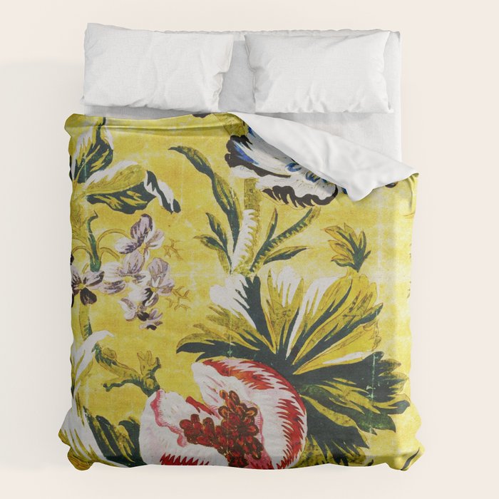 18th Century English Floral Print Duvet Cover
