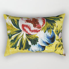 18th Century English Floral Print Rectangular Pillow