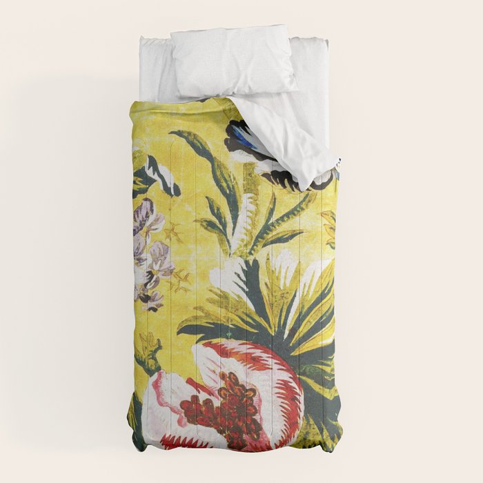 18th Century English Floral Print Comforter