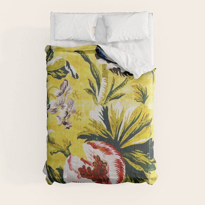 18th Century English Floral Print Comforter
