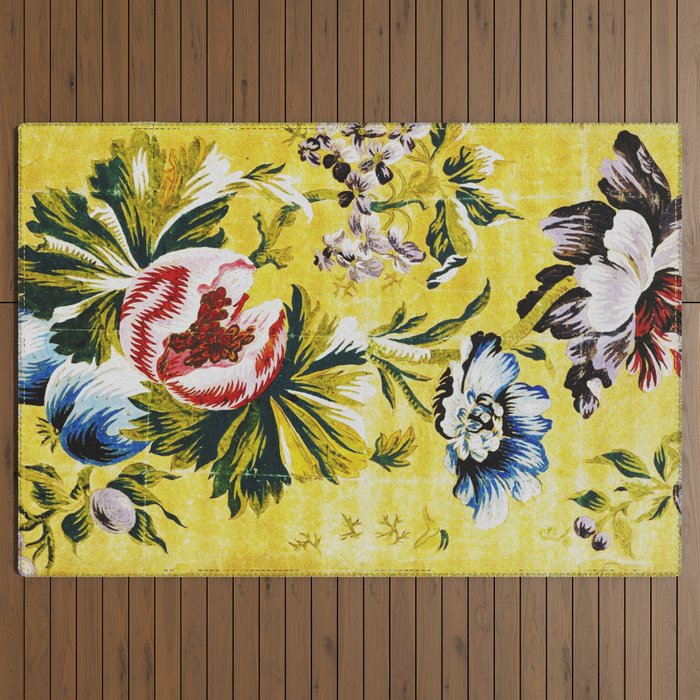 18th Century English Floral Print Outdoor Rug