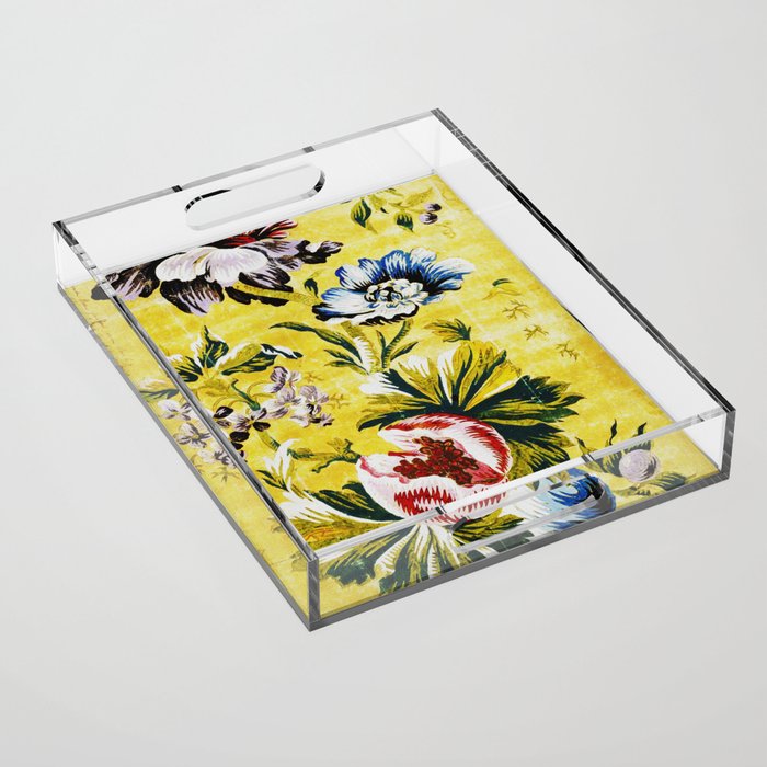 18th Century English Floral Print Acrylic Tray