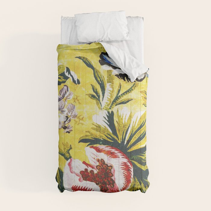 18th Century English Floral Print Comforter