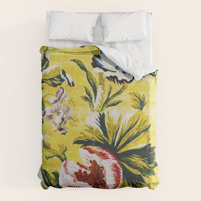 18th Century English Floral Print Duvet Cover