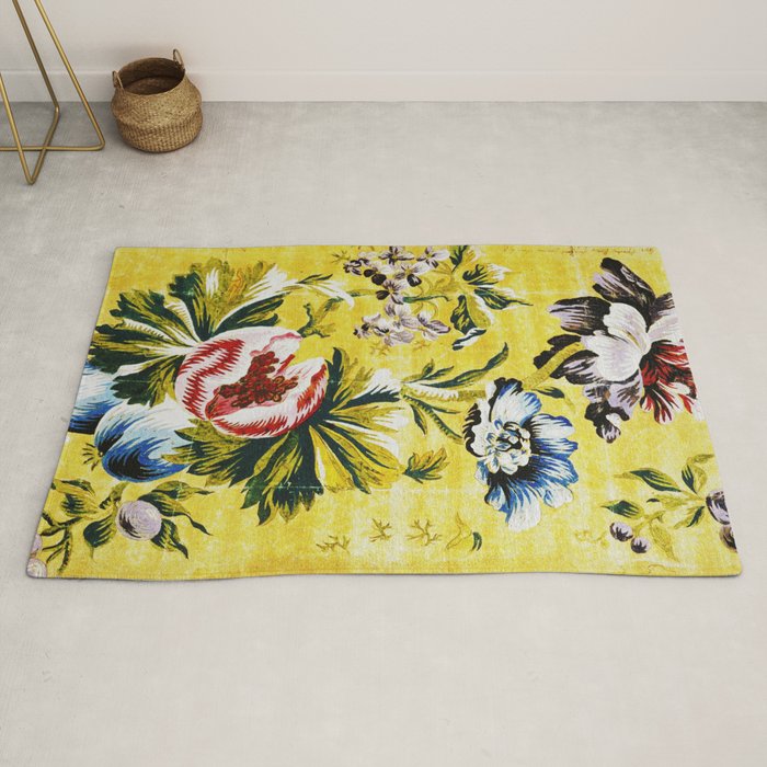 18th Century English Floral Print Rug