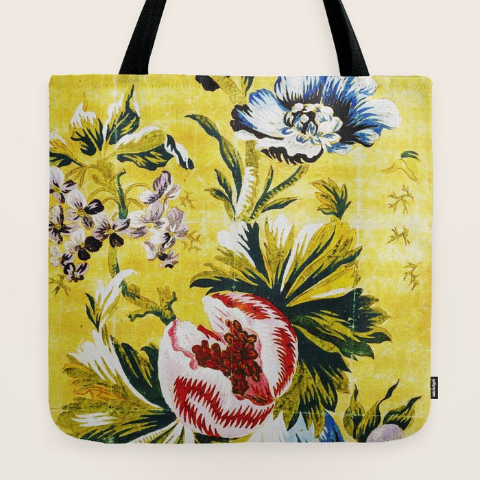 18th Century English Floral Print Tote Bag
