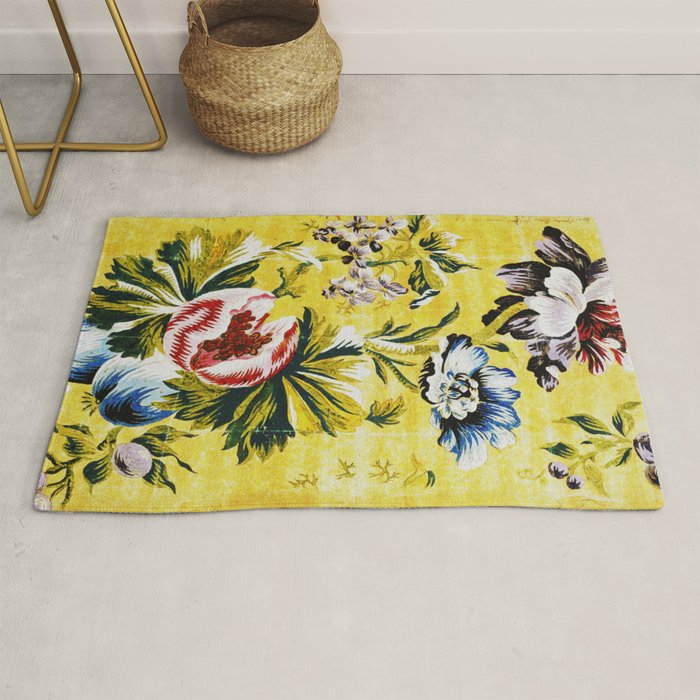18th Century English Floral Print Rug