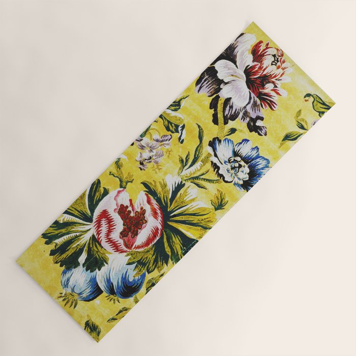 18th Century English Floral Print Yoga Mat