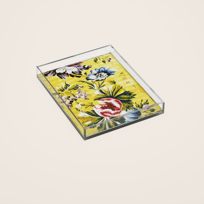18th Century English Floral Print Acrylic Tray