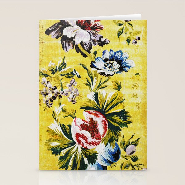 18th Century English Floral Print Stationery Card