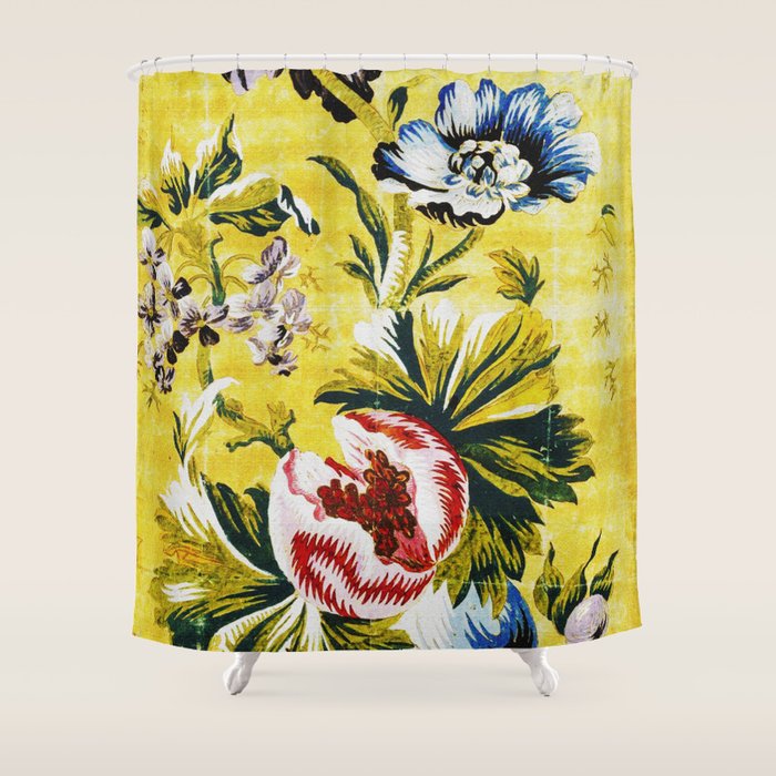 18th Century English Floral Print Shower Curtain