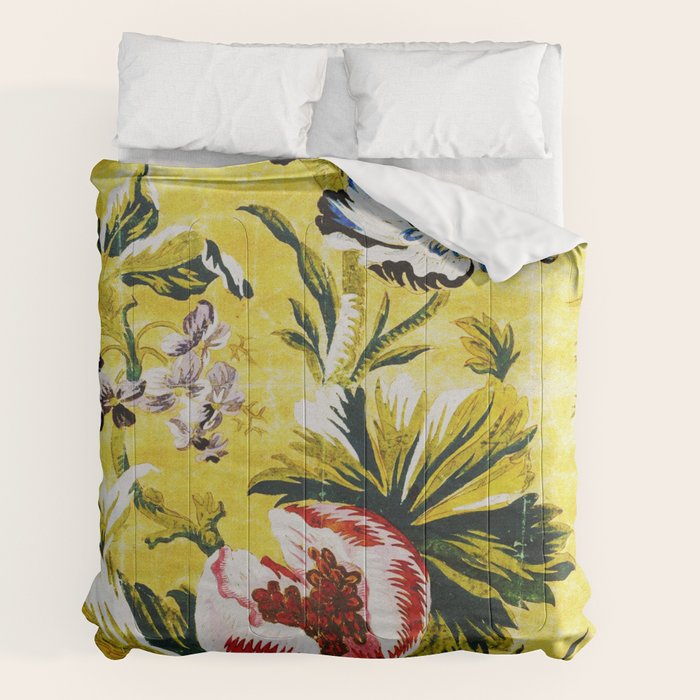 18th Century English Floral Print Comforter
