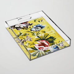 18th Century English Floral Print Acrylic Tray